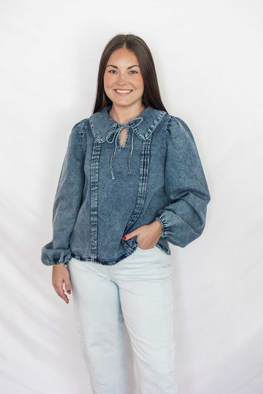 Mia Babydoll Denim Blouse