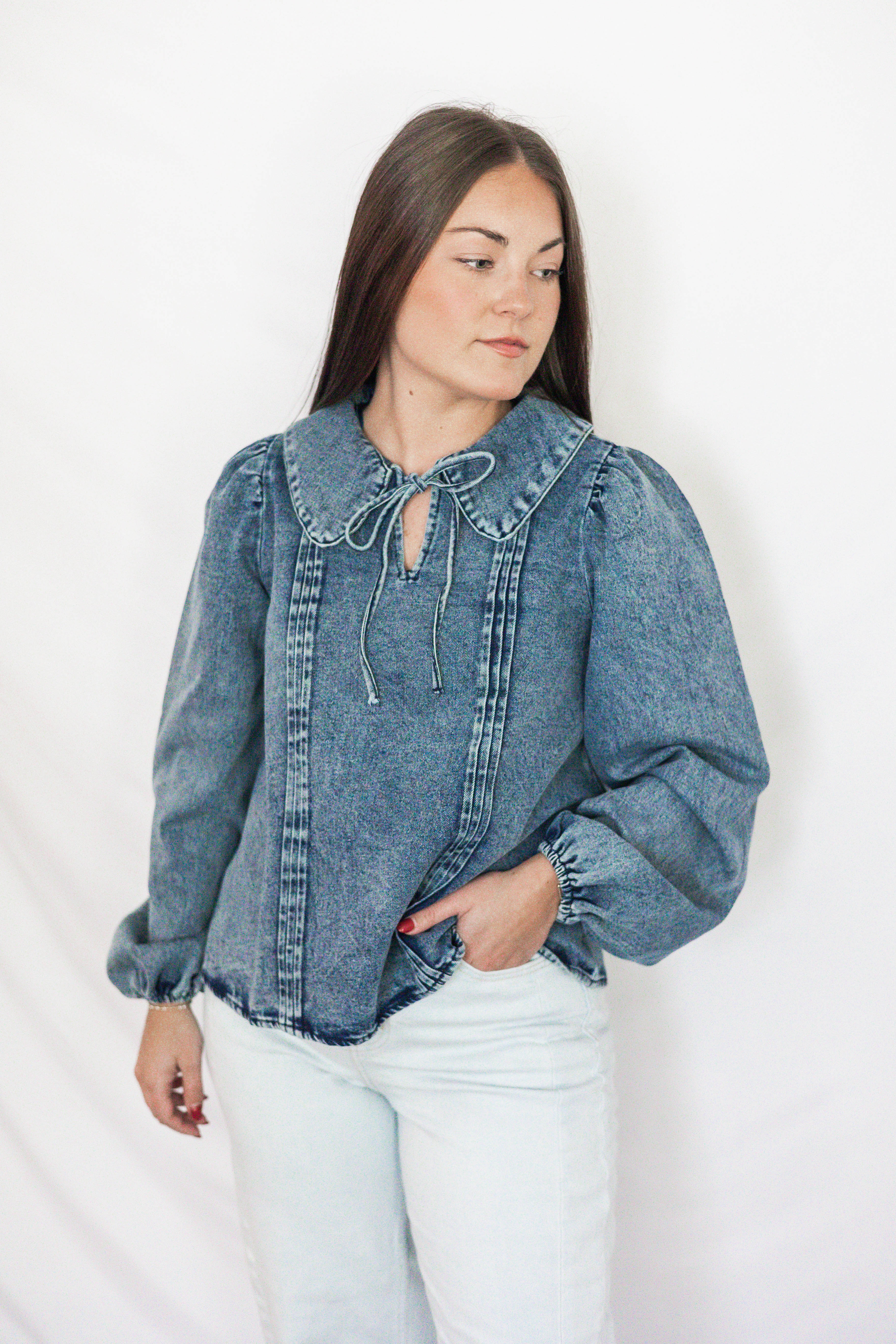 Mia Babydoll Denim Blouse