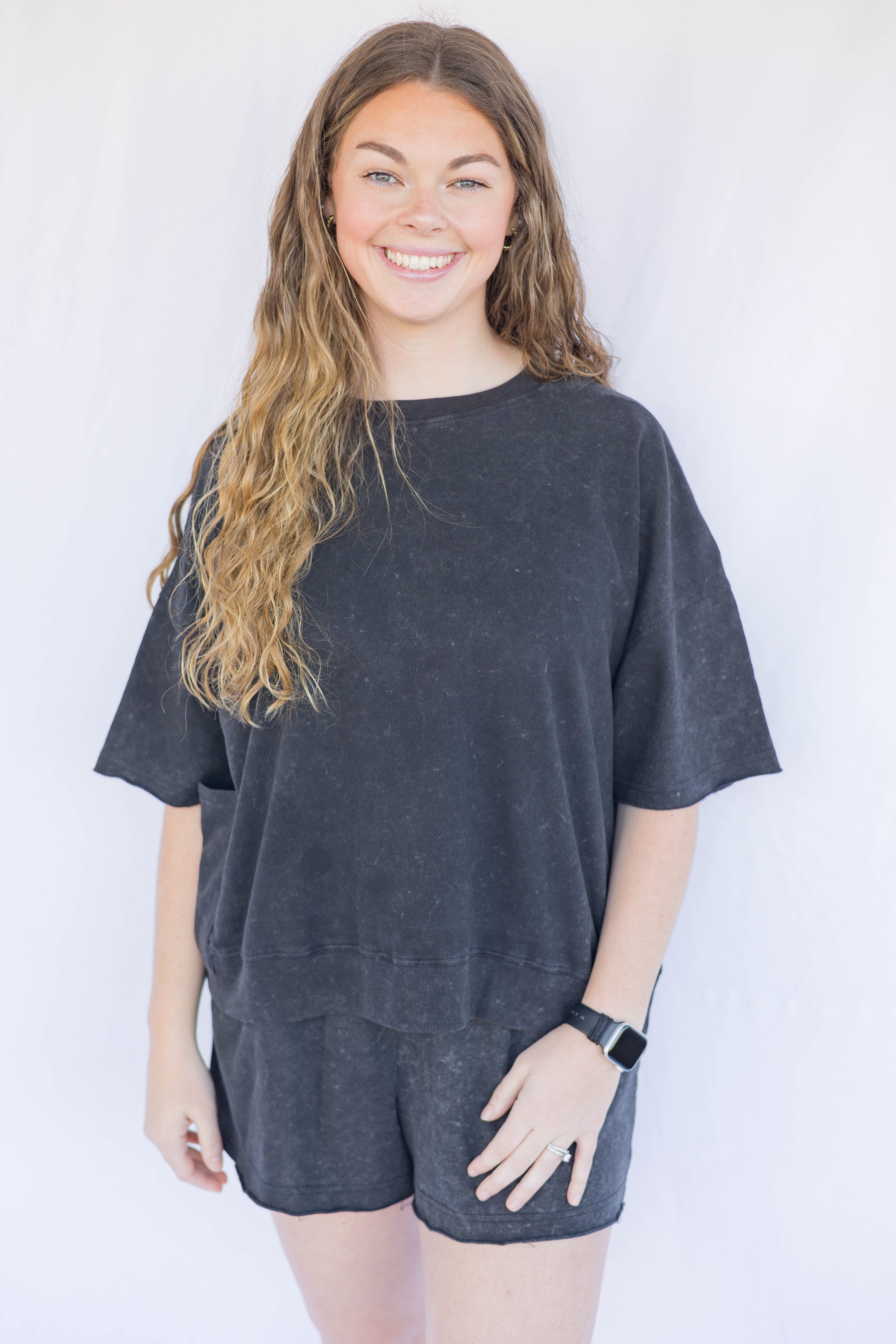 Mandy Washed Top & Shorts Set