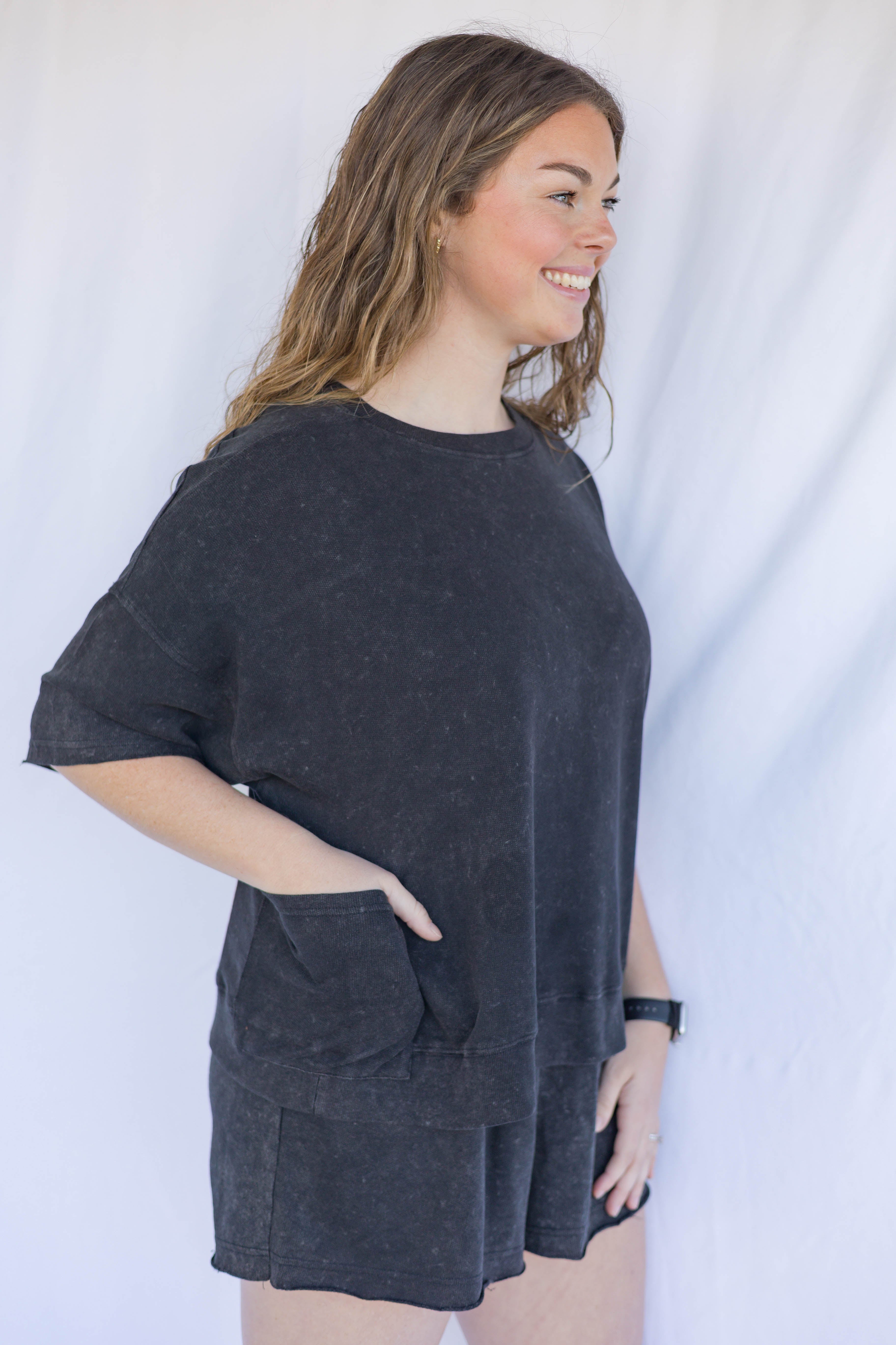 Mandy Washed Top & Shorts Set